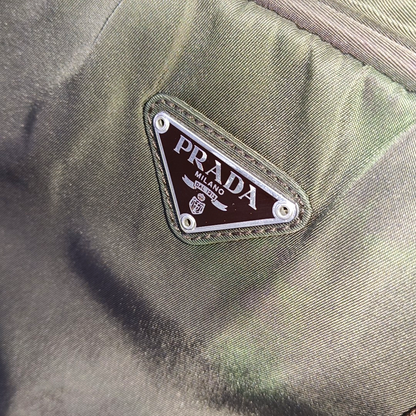PRADA Tote bag Green Nylon Logo Handbag Silver Green Hardware-(SKU)-935552003