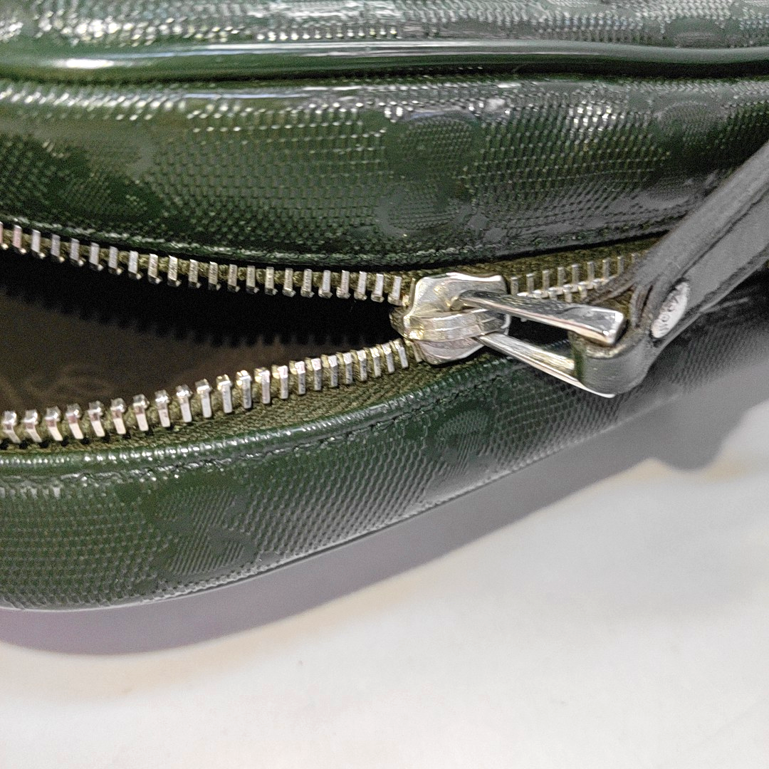 GUCCI Dark green coated canvas old floral handbag Silver Hardware-(SKU)-945400598