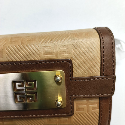 GIVENCHY Brown Leather Embossed Wallet Golden hardware-(SKU)-949930539