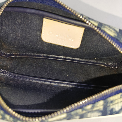 DIOR Rasta Dark Blue Coated Canvas Old Flower Patchwork Handbag Handbag Golden Silver Hardware-(SKU)-954845460