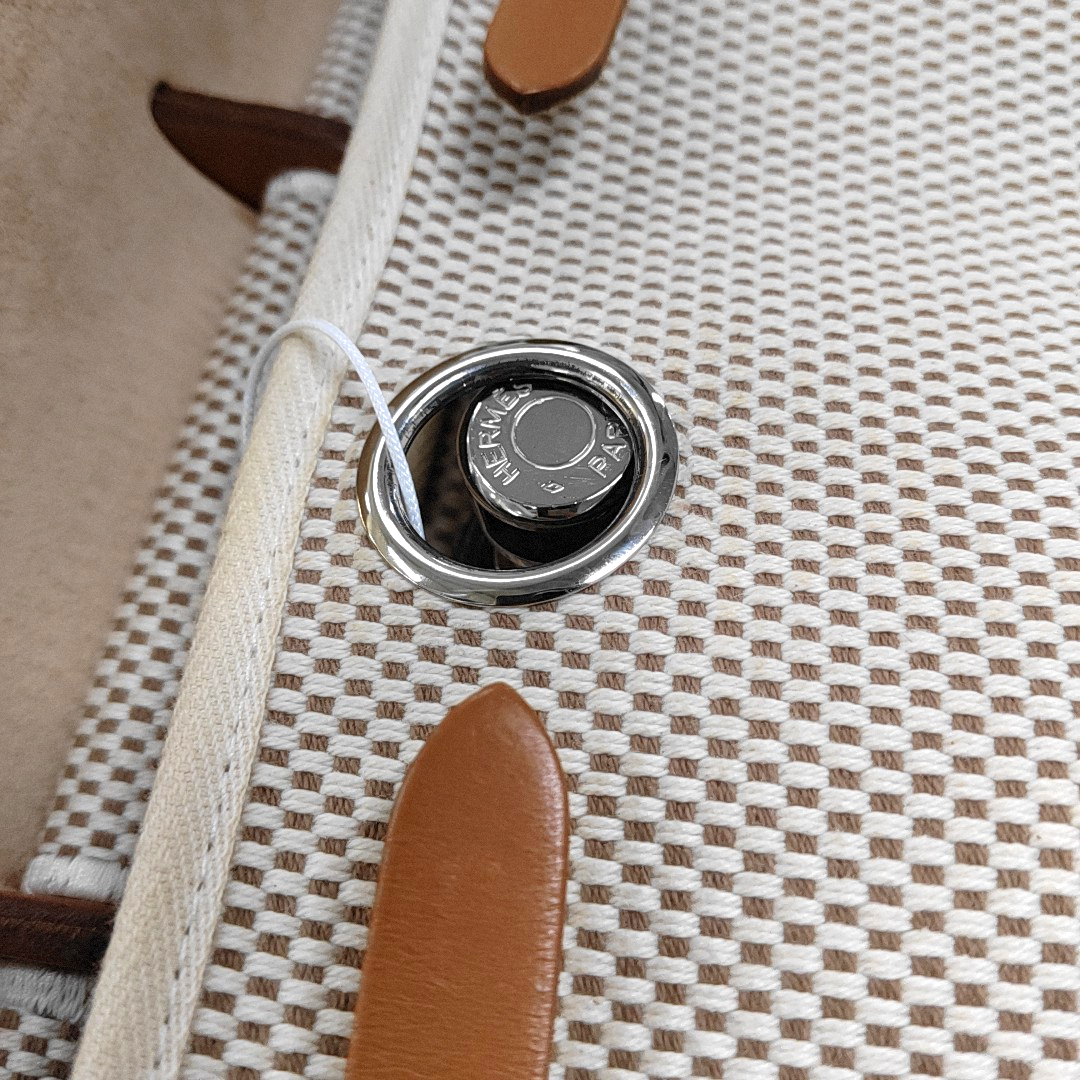 HERMÈS Herbag Small Milkshake White Canvas Backpack Handbag with Silver Hardware 🄷 Mark-(SKU)-953760184