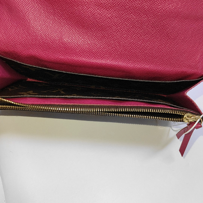 LOUIS VUITTON EMILIE Brown coated canvas vintage wallet Golden hardware-(SKU)-960163038