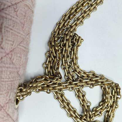 CHANEL 2.55 Small Light Pink Fabric Quilted Chain Shoulder Bag Crossbody Bag with Gold Hardware 23 Clasp-(SKU)-960446788