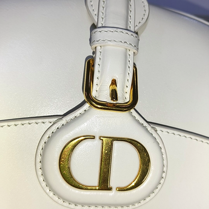 DIOR Bobby Medium Size White Calfskin Shoulder Bag Handbag Golden Hardware Detachable Shoulder Strap-(SKU)-940890258