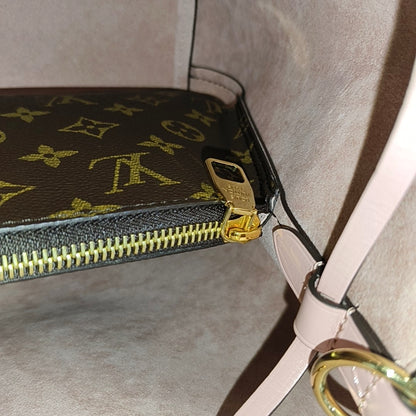 LOUIS VUITTON NÉONOÉ Medium Brown Coated Canvas Monogram Vernis Bucket Bag Shoulder Bag Crossbody Handbag with Gold Hardware and Removable Strap-(SKU)-970443663