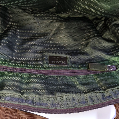 PRADA Tote bag Green Nylon Logo Handbag Silver Green Hardware-(SKU)-935552003