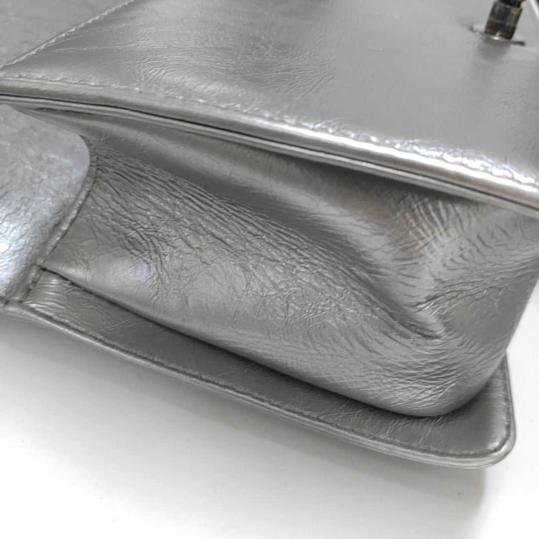 CHANEL BOY CHANEL Medium Silver Calfskin Quilted Shoulder Bag Crossbody Handbag Palladium Hardware 23 Clasp-(SKU)-969782038