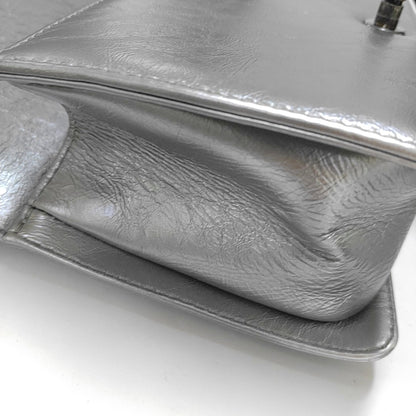 CHANEL BOY CHANEL Medium Silver Calfskin Quilted Shoulder Bag Crossbody Handbag Palladium Hardware 23 Clasp-(SKU)-969782038