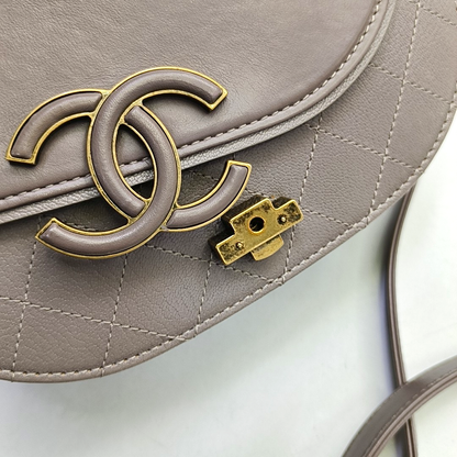CHANEL COCO CURVE Light Purple Calfskin Quilted Shoulder Bag Tote Crossbody Bag Gold Hardware 24K Clasp-(SKU)-952954213