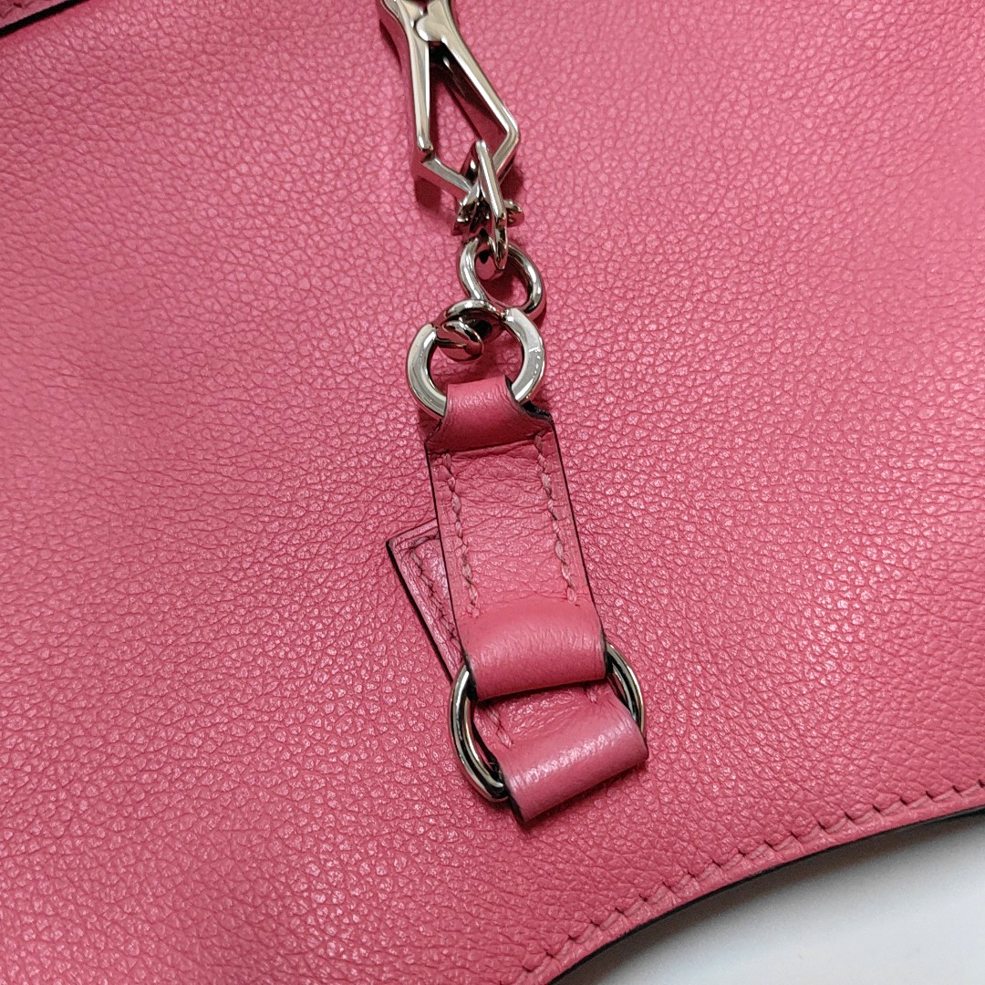 HERMÈS Trim 24 Lipstick Pink Evercolor Calfskin Crossbody Shoulder Bag with Silver Hardware, Y-(SKU)-959575297