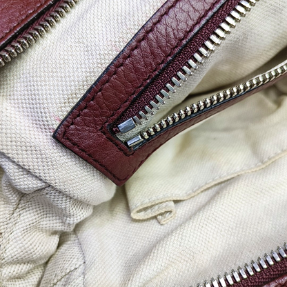 GUCCI Burgundy Cowhide Single Shoulder Bag Crossbody Bag Silver Hardware-(SKU)-944837451