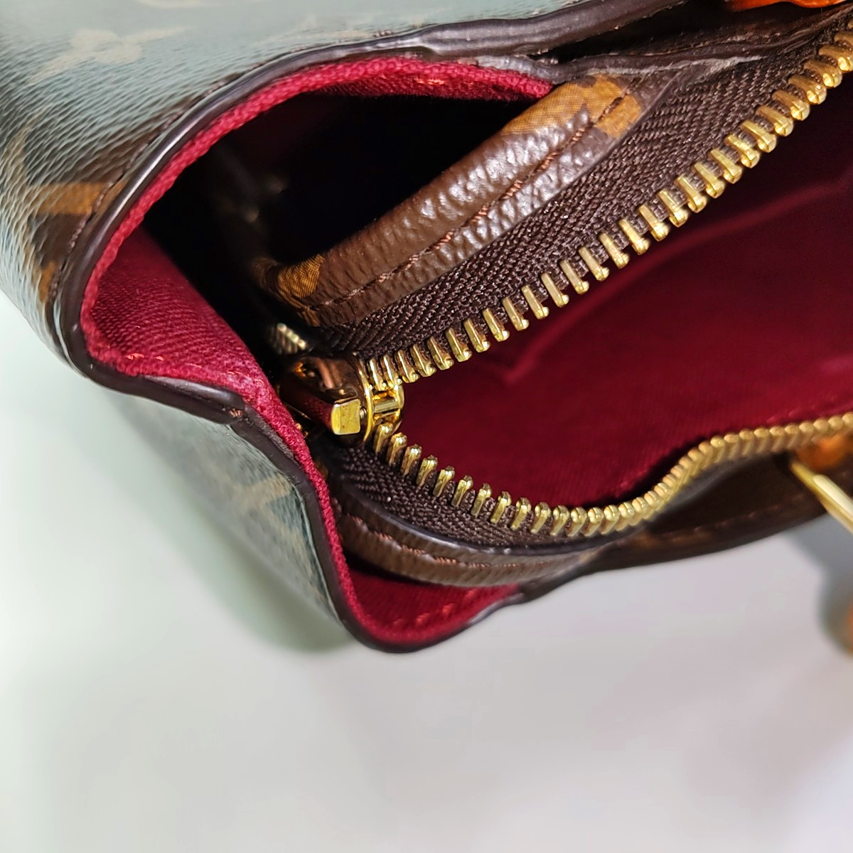 LOUIS VUITTON PALAIS Small Brown Coated Canvas Monogram Shoulder Bag with Removable Strap-(SKU)-935884573