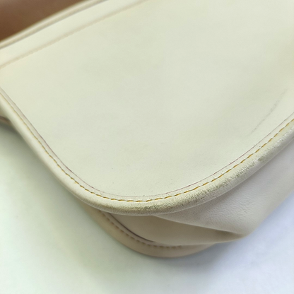 COACH SADDLE 23 Beige Leather Print Crossbody, Single Shoulder Bag Ruthenium color hardware Removable shoulder strap-(SKU)-944545101
