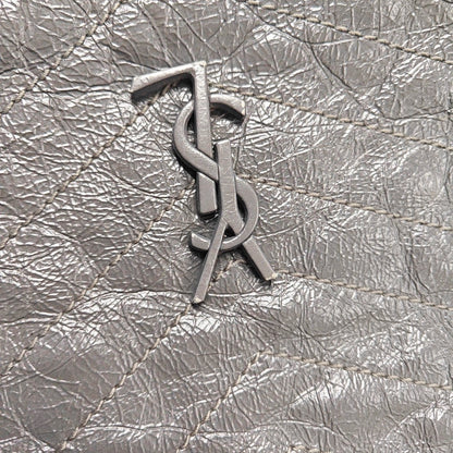 YSL NIKI Medium Size Dark Grey CalfskinSingle Shoulder Bag Tote with Palladium Hardware-(SKU)-970510636