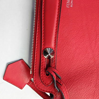 FENDI By The Way Medium size Red Cowhide Single Shoulder Bag Handbag Crossbody Bag Silver Hardware Removable shoulder strap-(SKU)-959153468