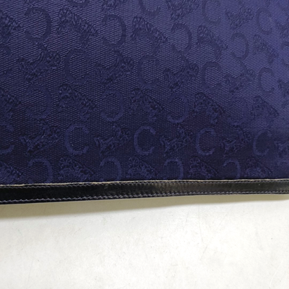 CELINE Dark Blue Canvas Floral Handbag Golden hardware-(SKU)-950300575