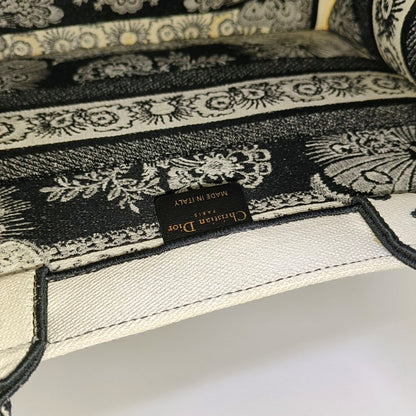 DIOR Book Tote Medium Black Fabric Jacquard Tote Bag-(SKU)-968261752