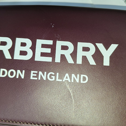 BURBERRY Plum red cowhide printed single shoulder bag crossbody bag Golden hardware Removable shoulder strap-(SKU)-942304751