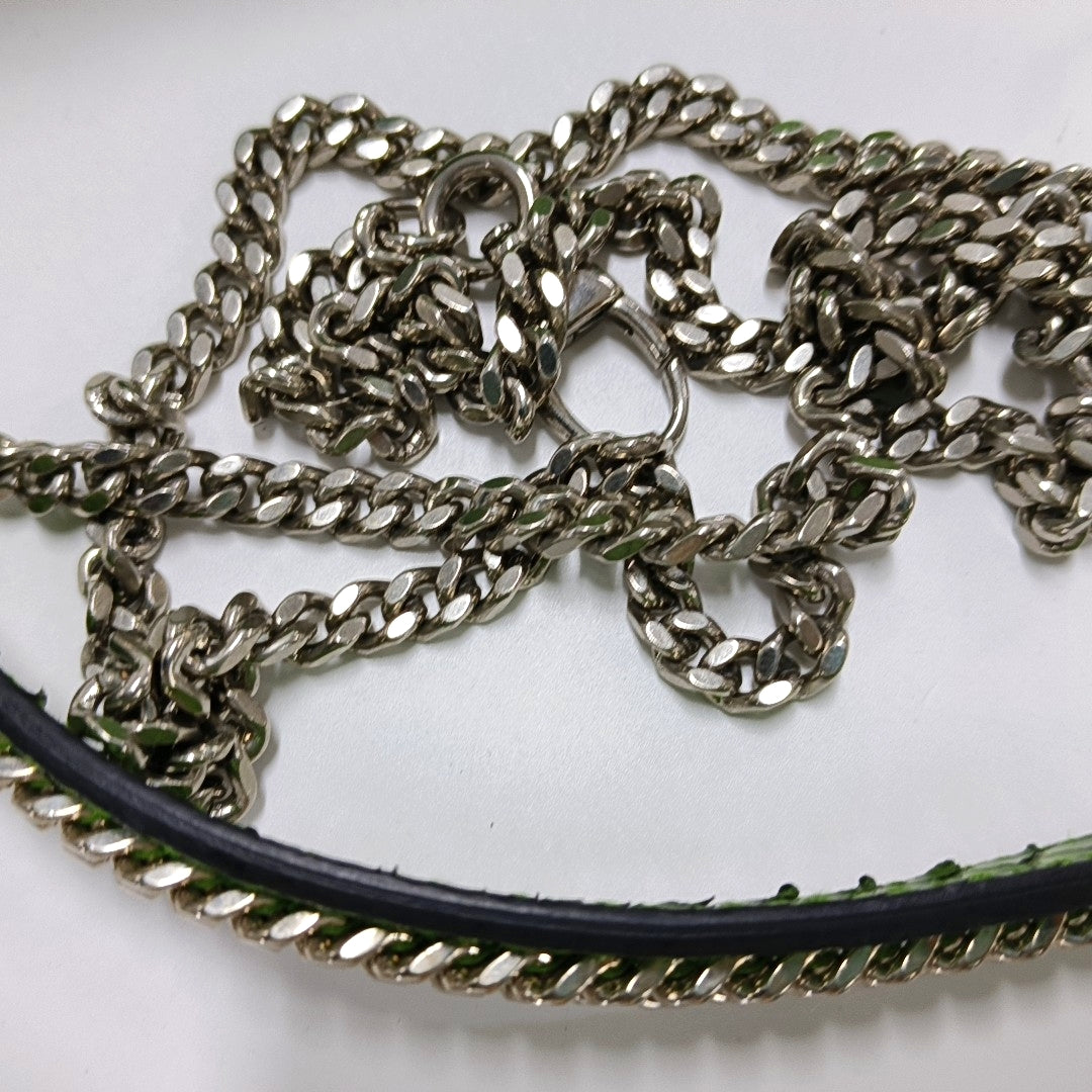 DIOR Lady Dior Mini Green Snake Skin Matelassé Shoulder Bag Handbag Crossbody Bag Silver Hardware Removable Strap-(SKU)-965435914