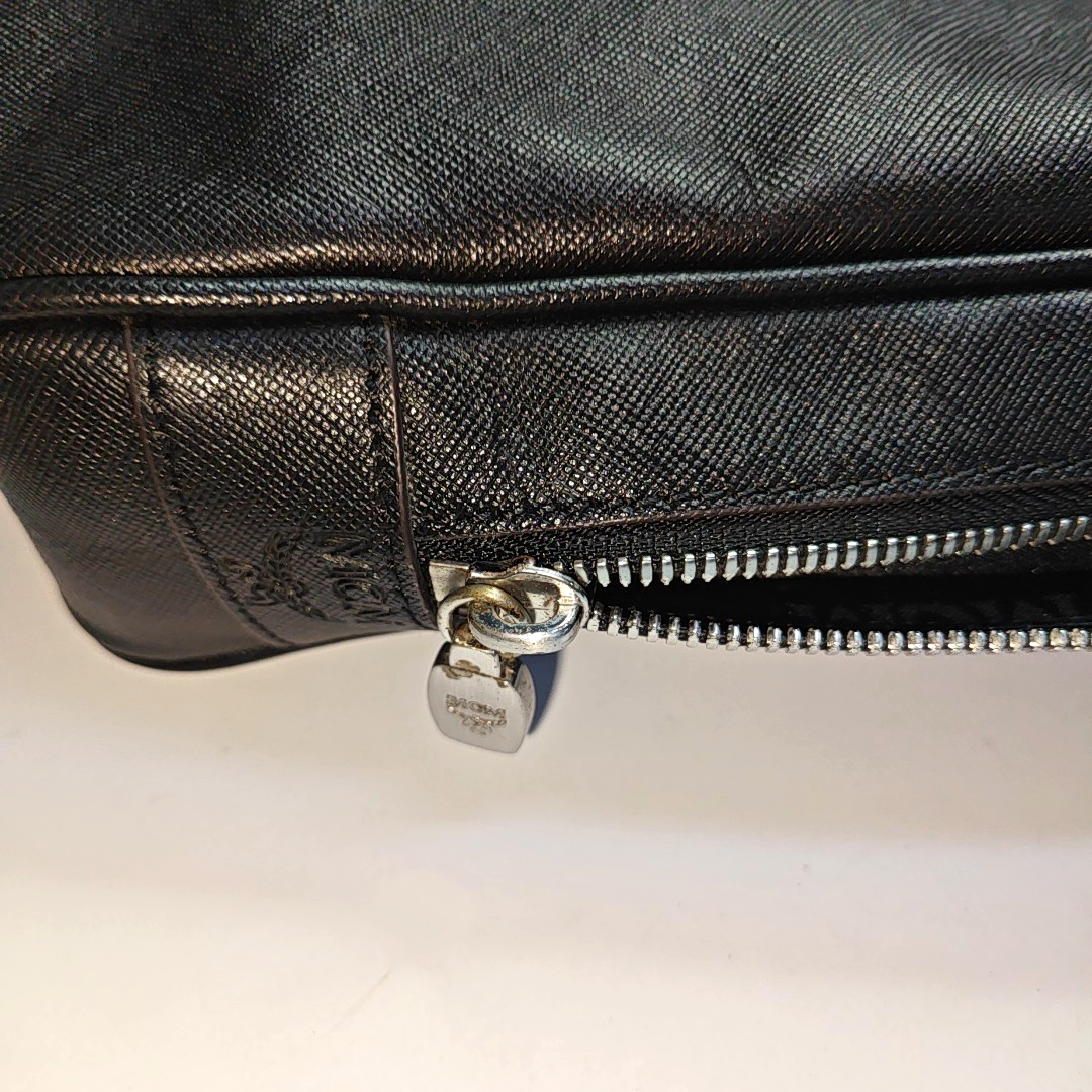 MCM Black Leather Single Shoulder Bag Handbag Crossbody Silver Hardware Removable shoulder strap-(SKU)-935548378