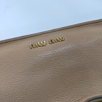 Miu Miu Tote bag Khaki cowhide crossbody handbag single shoulder bag Golden Silver Hardware Removable shoulder strap-(SKU)-952659036