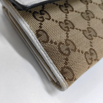 GUCCI Lovely Khaki Canvas Monogrammed Coin Purse Golden hardware-(SKU)-928591685