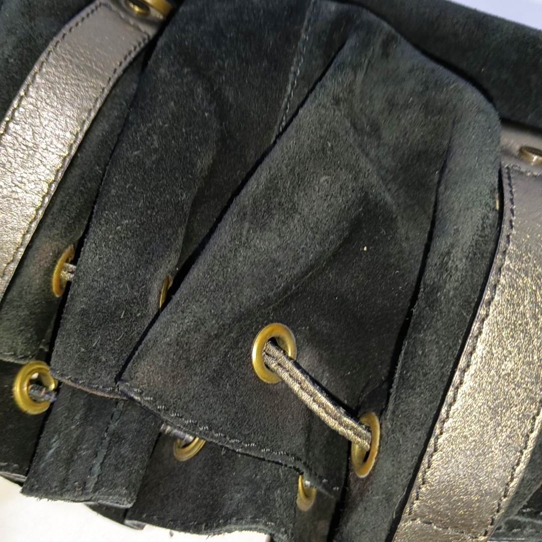 GIVENCHY Tote bag Black suede fringed woven handbag Golden hardware-(SKU)-943630659