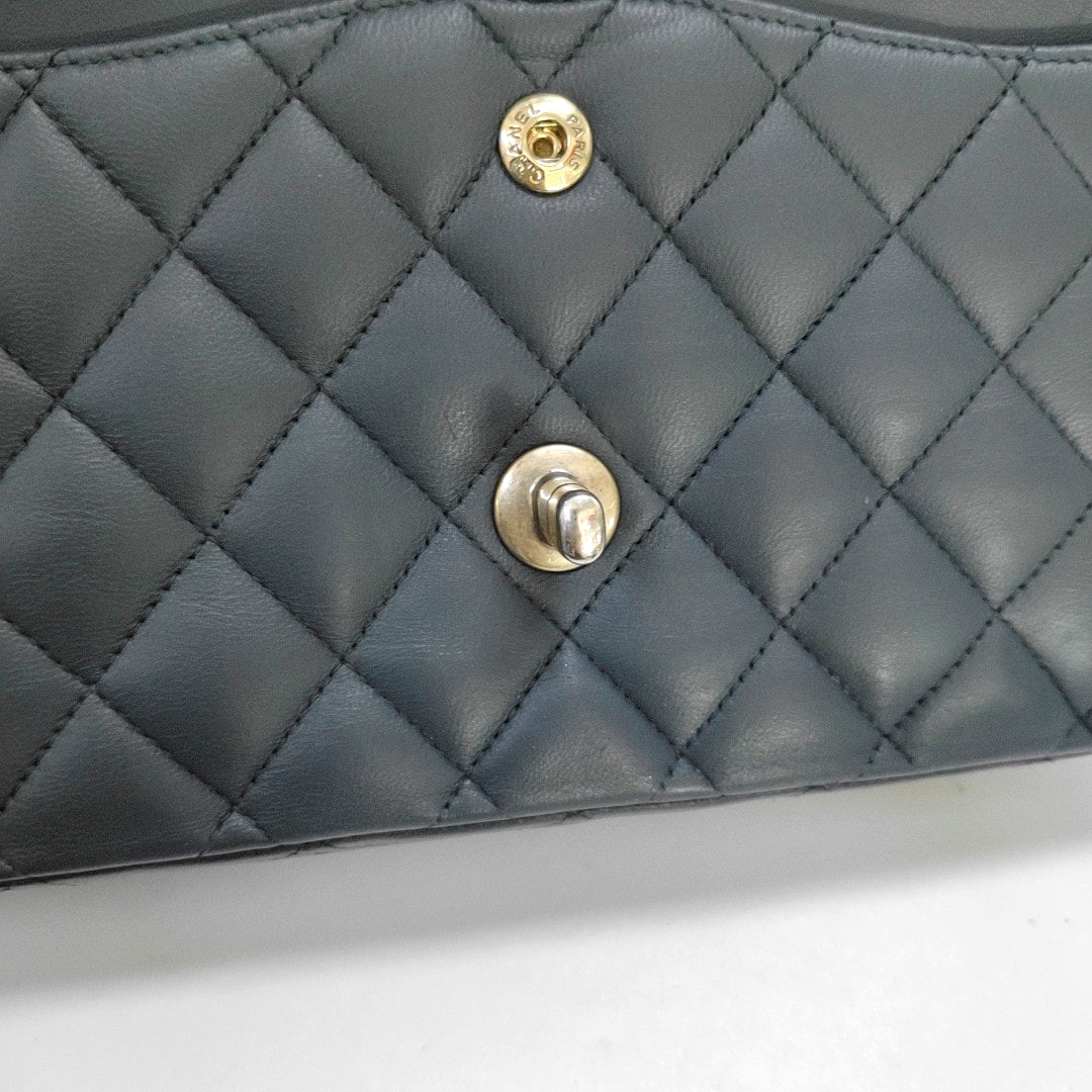 CHANEL CLASSIC FLAP Medium-sized Grey Lamb Skin Quilted Monogram Crossbody Bag Shoulder Bag 19 Clasp Golden Hardware-(SKU)-967065506