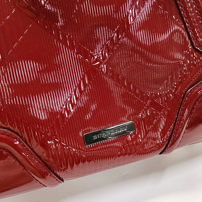 BURBERRY Gladstone Red patent leather textured crossbody bag, handbag Black hardware Removable shoulder strap-(SKU)-958747174
