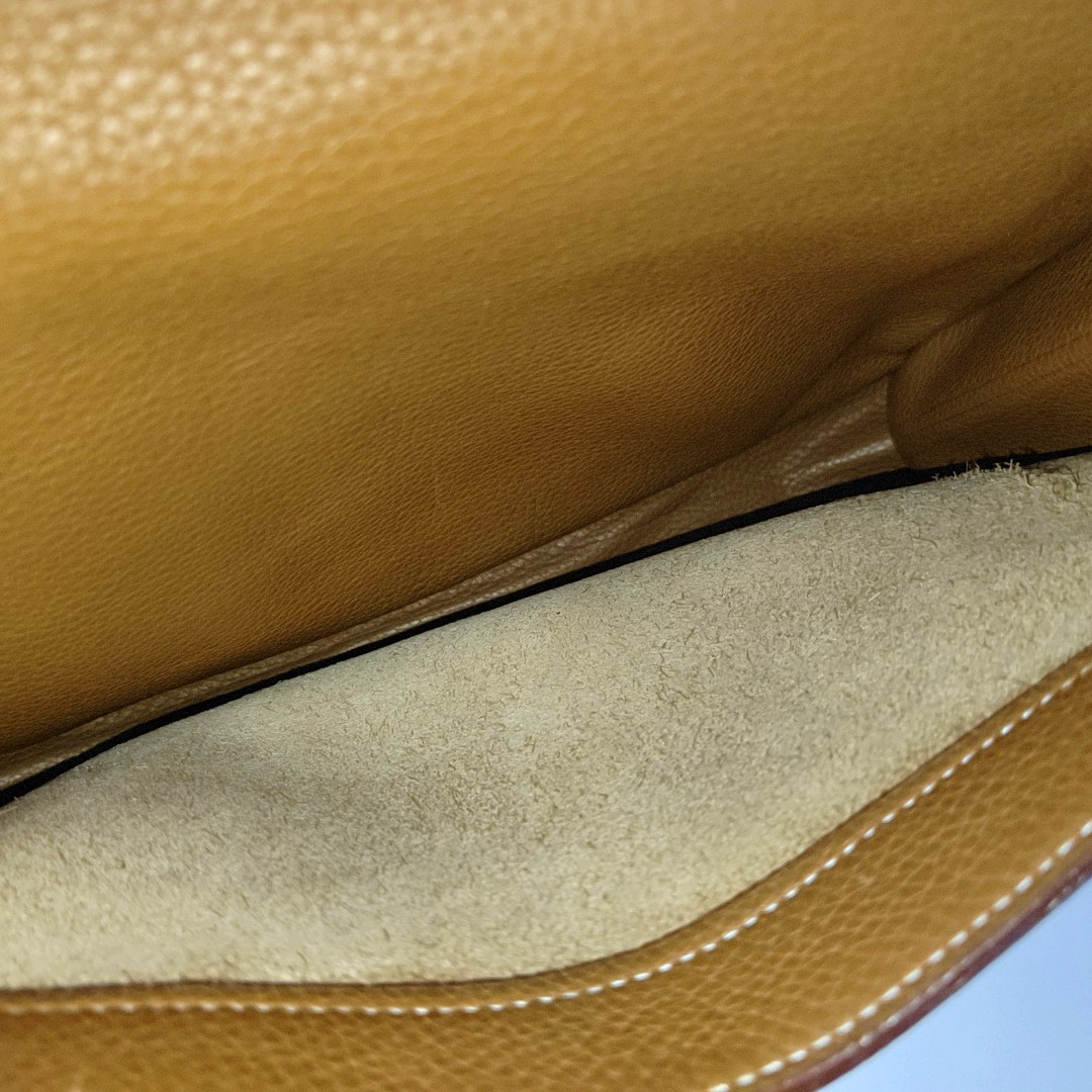 HERMÈS Sac A Depeches 27 Gold Brown Clemence Leather Handbag Silver Hardware K Engraved-(SKU)-965014761