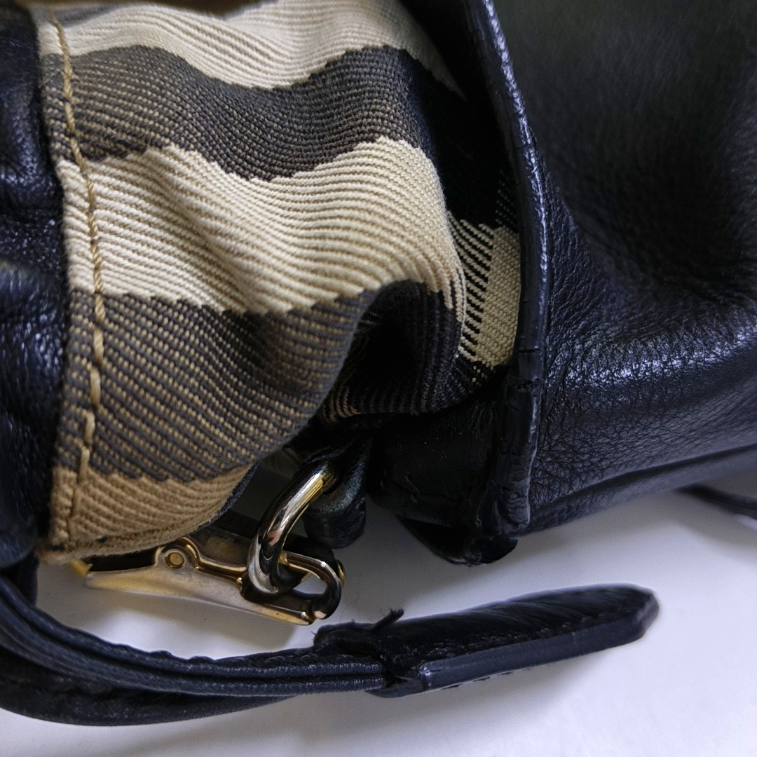 BURBERRY Black Leather Crossbody Bag Single Shoulder Bag Golden hardware Removable shoulder strap-(SKU)-947151988