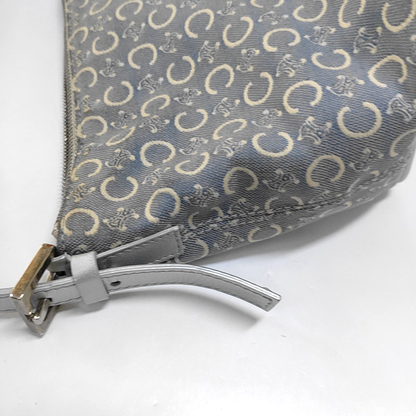 CELINE Light blue canvas triumph handbag Silver Hardware Removable shoulder strap-(SKU)-959238155