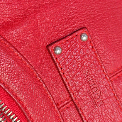 Alexander McQUEEN De Manta Red Cowhide Handbag Silver Hardware-(SKU)-946585278