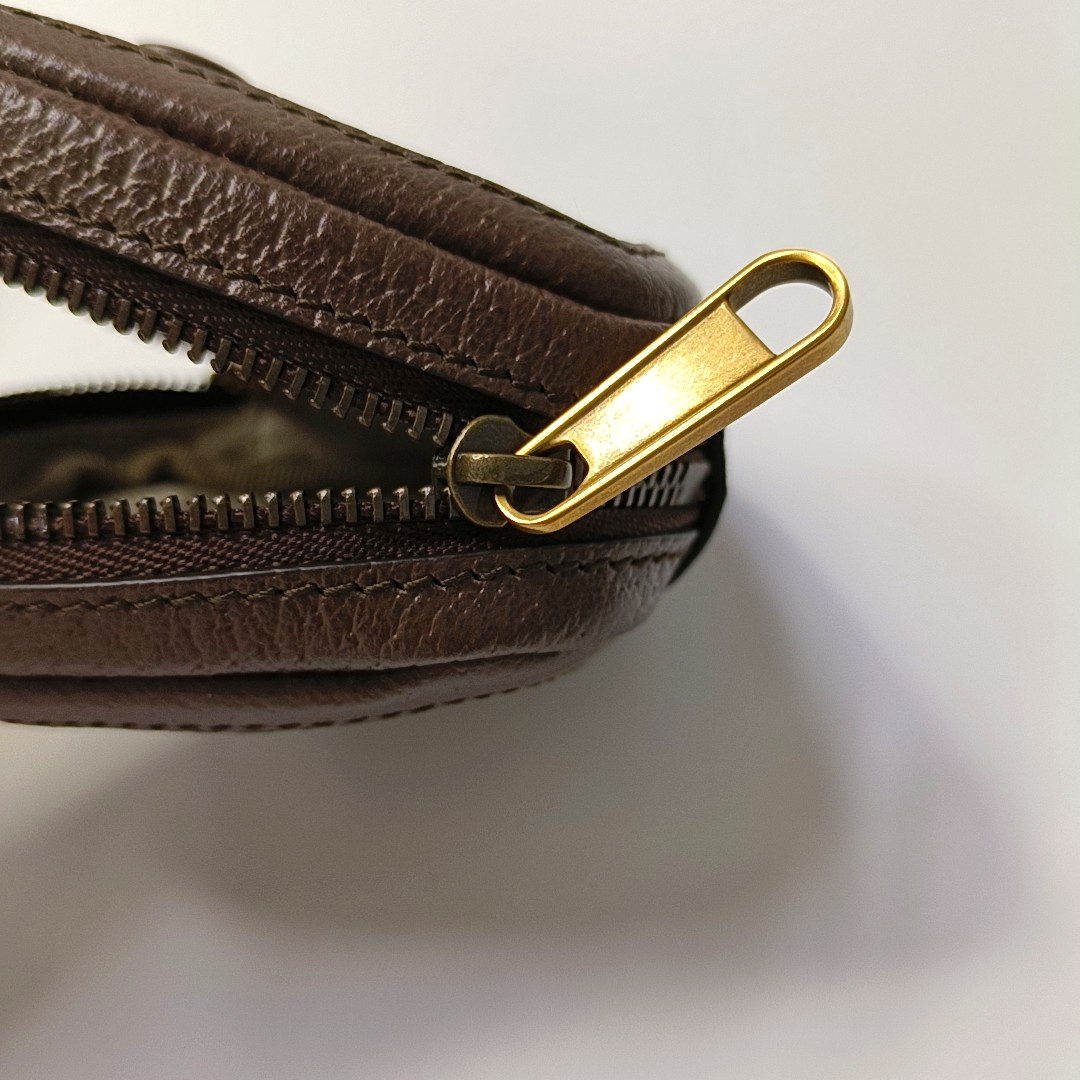 GUCCI Ophidia  Brown Coated Canvas Monogram Striped Ribbon Wallet Golden hardware Complete Accessories-(SKU)-959702243