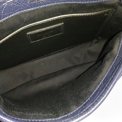 YSL NIKI Small Size Dark Blue Calf Leather Quilted V-Stitch Single Shoulder Bag Crossbody Bag Palladium Hardware-(SKU)-932669743