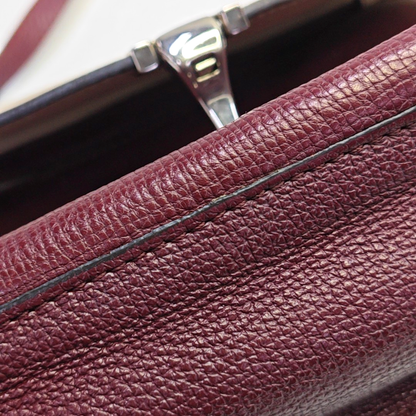 BURBERRY Macken Small size Burgundy Cowhide Single Shoulder Bag Crossbody Bag Silver Hardware Removable shoulder strap-(SKU)-947140810