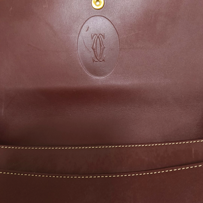 Cartier Burgundy Leather Single Shoulder Bag Golden hardware-(SKU)-940925520