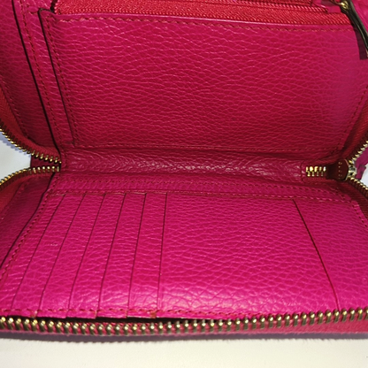 GUCCI Swing Fuchsia Leather Wallet Golden hardware-(SKU)-958800282