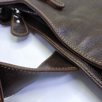 FERRAGAMO Deep brown cowhide single shoulder bag Silver Hardware-(SKU)-944080501