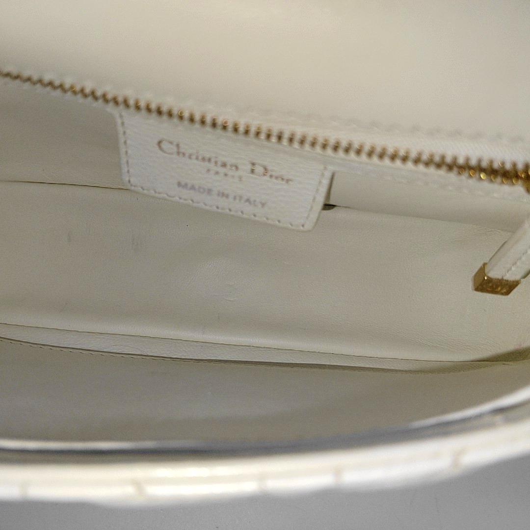 DIOR Dior Caro Small White Lamb Skin Monogram Quilted Crossbody Bag, Shoulder Bag, Golden Hardware-(SKU)-958801213