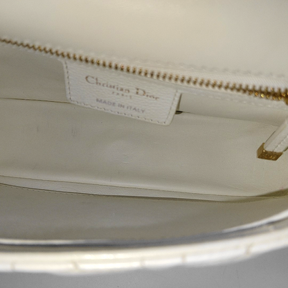 DIOR Dior Caro Small White Lamb Skin Monogram Quilted Crossbody Bag, Shoulder Bag, Golden Hardware-(SKU)-958801213