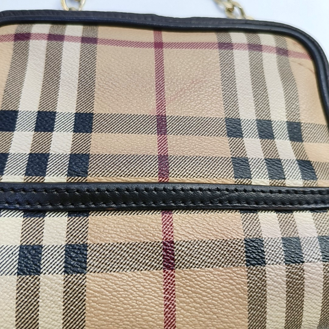 BURBERRY Brown Coated Canvas Warhorse Grain Single Shoulder Bag Crossbody Bag Golden hardware-(SKU)-953635719