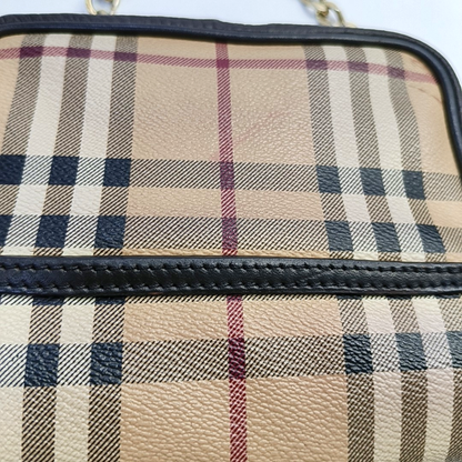 BURBERRY Brown Coated Canvas Warhorse Grain Single Shoulder Bag Crossbody Bag Golden hardware-(SKU)-953635719