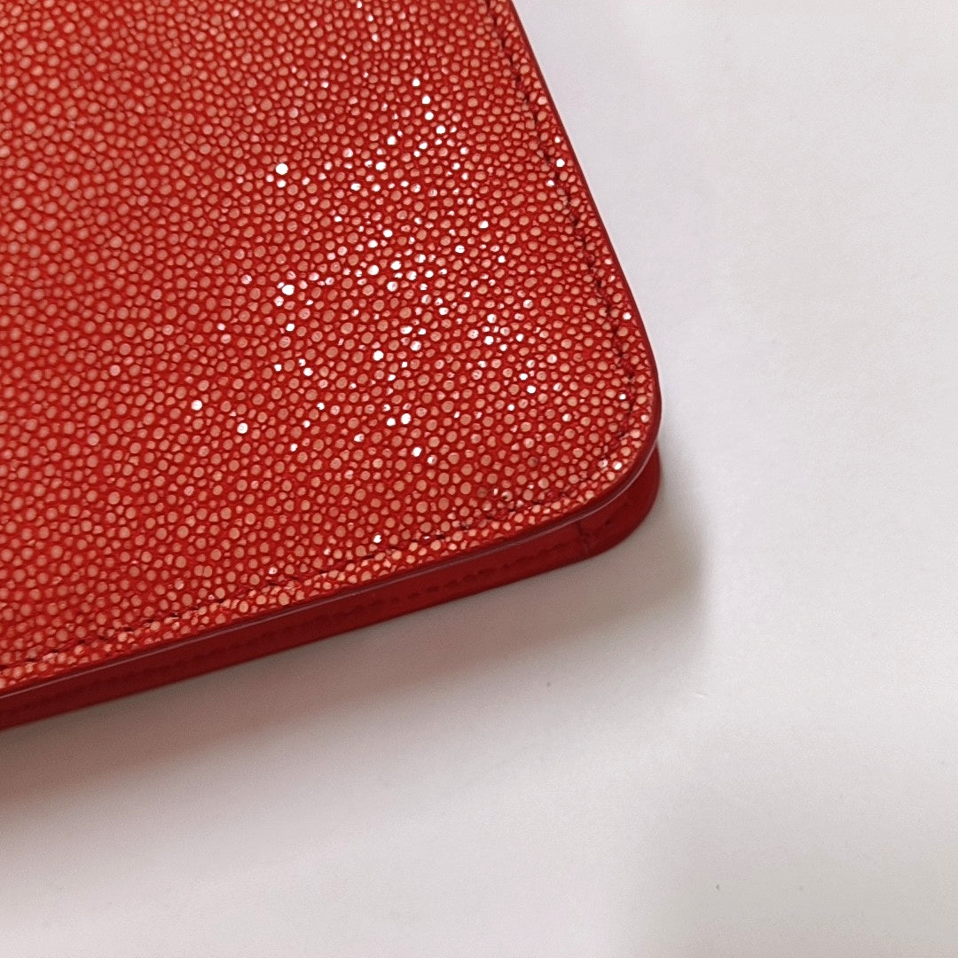 BVLGARI SERPENTI FOREVER Small Red Pearl Fish Skin Snakehead Shoulder Bag Crossbody with Multicolor Hardware-(SKU)-968505989