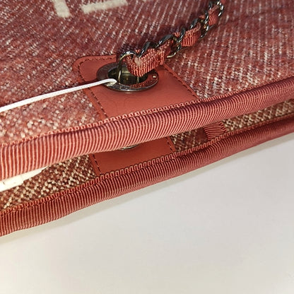 CHANEL DEAUVILLE Red Fabric Jacquard Beach Bag Single Shoulder Bag Tote Bag with Silver Hardware-(SKU)-965966407