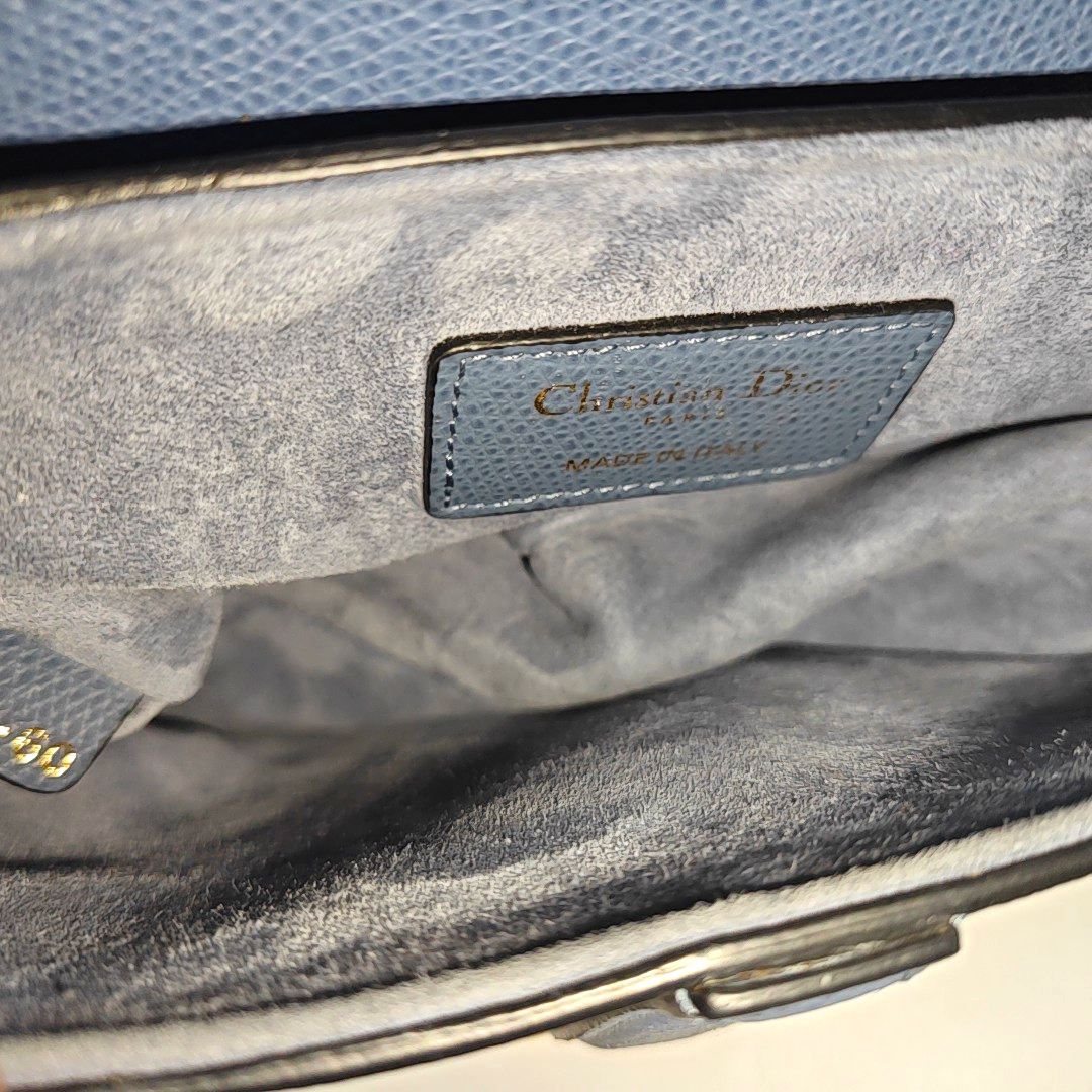 DIOR Saddle Mini Blue Calfskin Saddle Bag Tote and Shoulder Bag with Gold Hardware-(SKU)-953948330