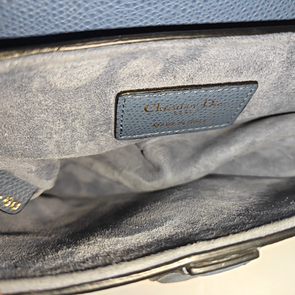 DIOR Saddle Mini Blue Calfskin Saddle Bag Tote and Shoulder Bag with Gold Hardware-(SKU)-953948330
