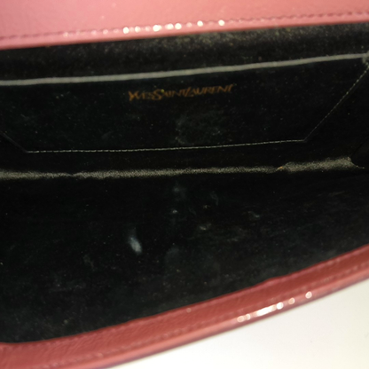 YSL BELLE JOUR Large size Brick Red Patent Leather Quilted Clutch Golden hardware-(SKU)-955692899