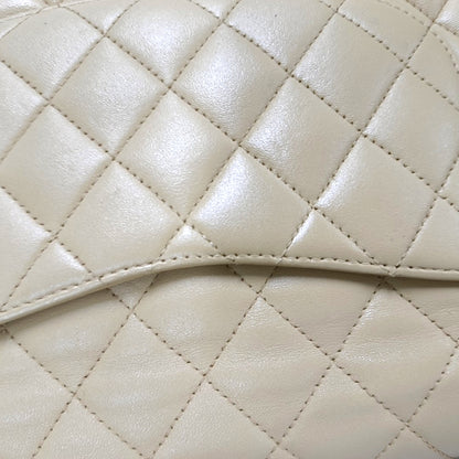 CHANEL CLASSIC FLAP Medium Beige Lamb Leather Quilted Shoulder Bag with Removable Strap-(SKU)-966780934