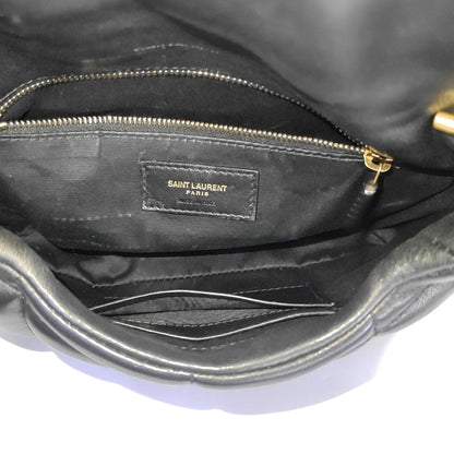 YSL PUFFER Mini Black Sheepskin Quilted V-Stripe Envelope Bag Crossbody Shoulder Bag Golden Hardware-(SKU)-967113797